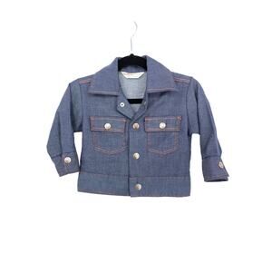 Vintage Health Tex Stantogs Kids 2T Denim Jacket Blue Contrast Stitching